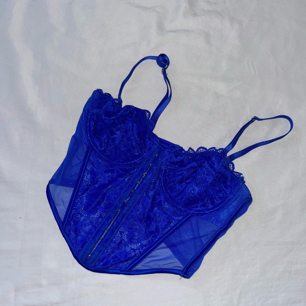 Blue Lace Bra with Adjustable Straps